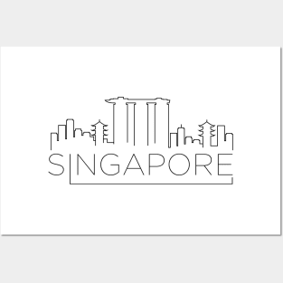 Singapore Minimal Skyline Posters and Art